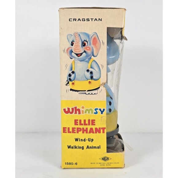 Vintage Cragstan Whimsy Wind Up Tin Toy Ellie Elephant 1580-6 NGS Works - Picture 6 of 10